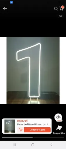 Número 1 em led, branco frio
