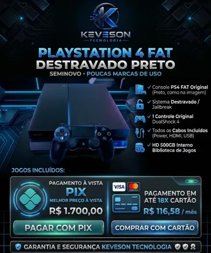 PS4 FAT Preto Destravado