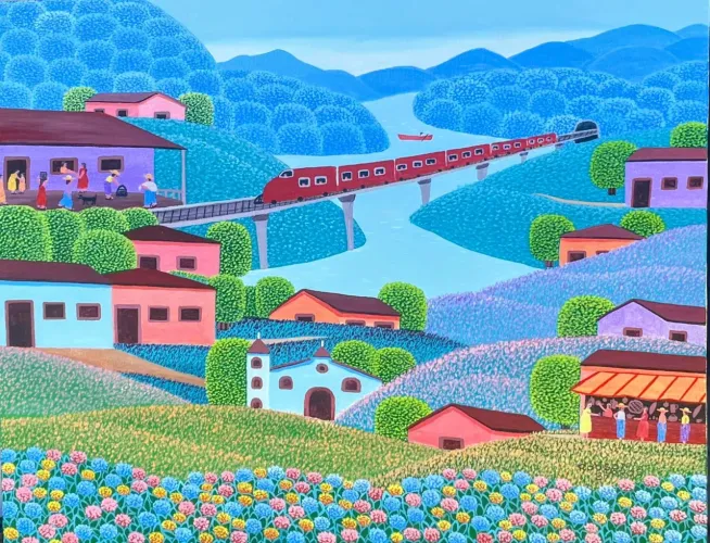 Robson barros tema estação do trem medida 50x40