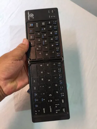 Teclado sem fio, Bluetooth, recarregável, Dobrável