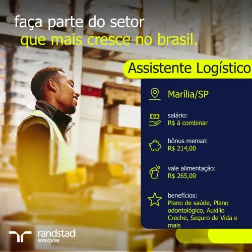 VAGA EM MARILIA SP e cidades vizinhas (Pompéia, Oriente e Júlio Mesquita).