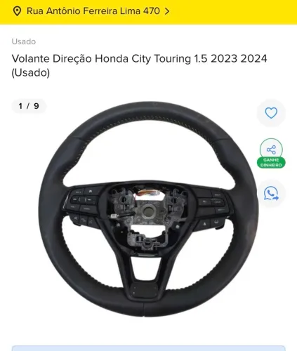 VOLANTE DIREÇÃO HONDA CITY TOURING 2023 2024