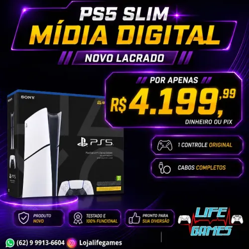 Playstation 5 Slim Mídia Digital Novo c/ garantia, loja física
