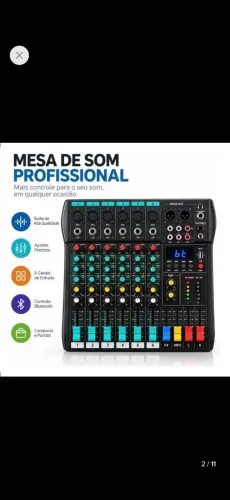 Mixer dj mais mesa de som 6 cansis na caixa