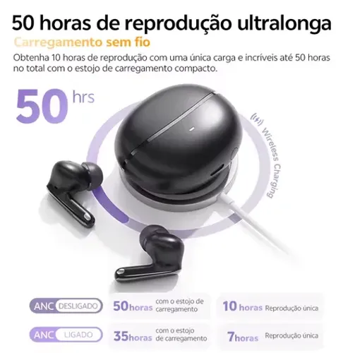 Fone QCY Melobuds N70 Black Lacrado