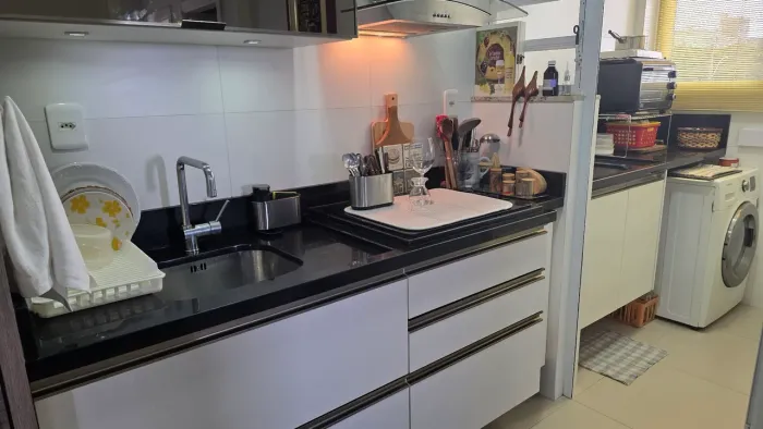 Bancada de cozinha 3.60 /0.60 com pia fogão elétrico Fischer e tanque 