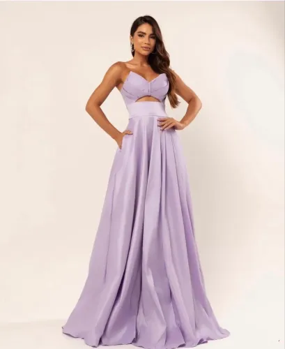 Vestido de festa longo lilás