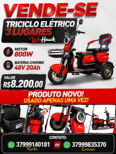 Triciclo Elétrico 3 lugares WeHawk