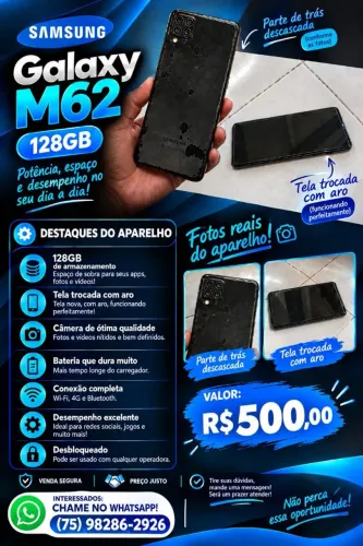 Celular Samsung m62 128gb um ótimo aparelho