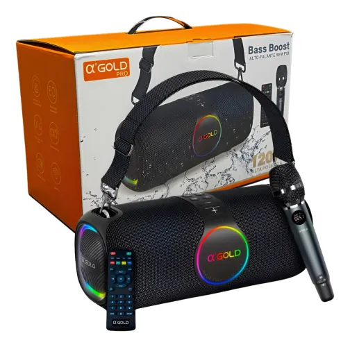 Caixa De Som Sm-32 Ipx6 Prova D'agua Karaokê C/ Mic Controle
