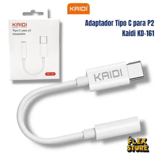 Adaptador Kaidi Tipo-C para P2 KD-161 Cabo Conversor Tipo-C para Fone 3.5mm | Áudio Estére