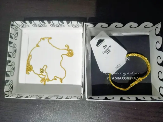 Vendo barato Pulseira 18cm + Corrente Dourada - Conjunto Masculino/Unissex - Linda