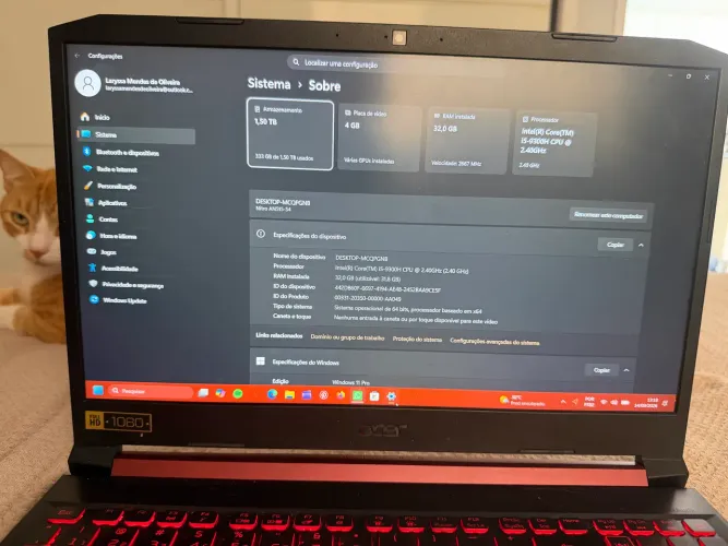 Notebook Acer Nitro 5 I5 NVIDIA Gtx 1650 32gb RAM 1tb SSD - Imperdível (Usado)  