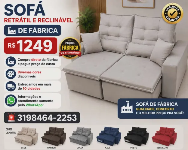 SOFÁ RETRÁTIL E RECLINÁVEL CANADÁ