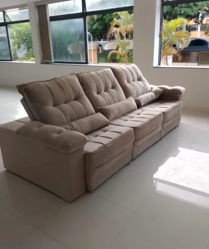 Sofá retrátil e reclinável 2.90 Mt molas em veludo pronta entrega