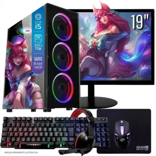 Computador PC Gamer Completo Intel Core i5 SSD 1TB 16GB Teclado Mouse Mouse Pad