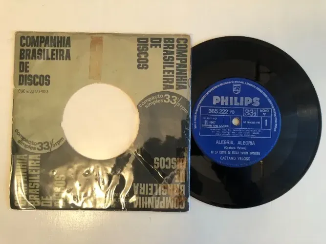 Caetano Veloso: Alegria, Alegria (1967) Disco Vinil Compacto
