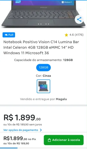 Notebook Positivo Vision C14 Lumina Bar