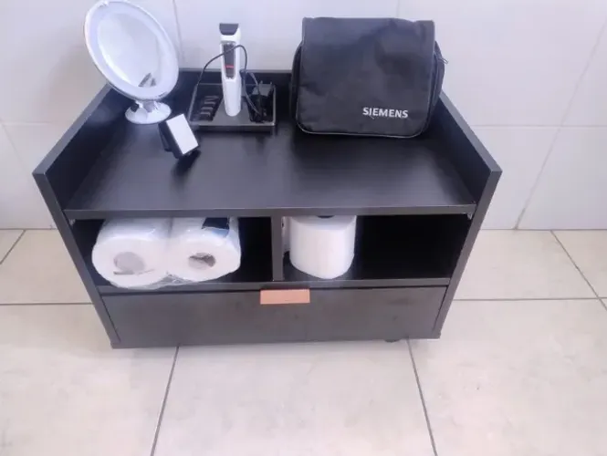 Barbada estação de trabalho, rack e armarinho banheiro!