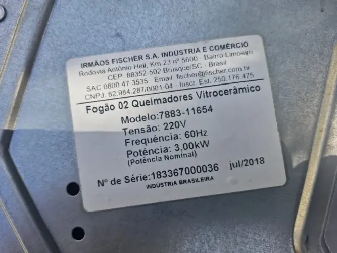 Cooktop Fischer 2 Bocas Vitrocerâmico 220V