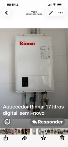 Aquecedor de água Rinnai 17 litros Digital