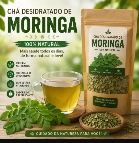 Chá de Moringa Desidratado- Folhas Puras e Orgânicas 