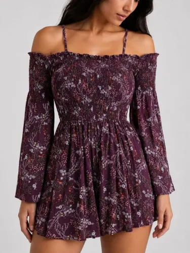 Macaquinho Forever 21 Floral Vinho