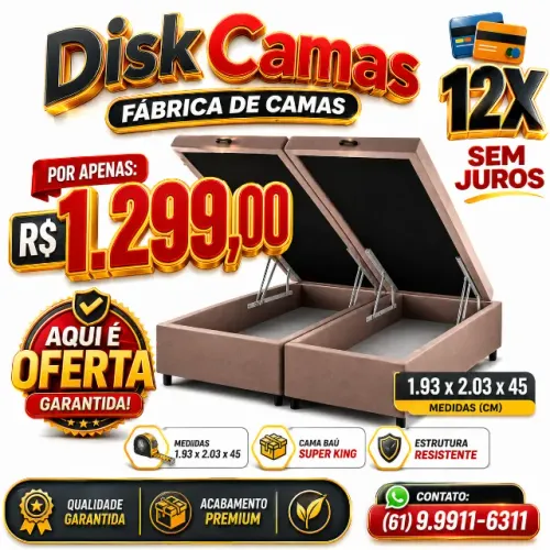 Cama Baú Super King com Mega Oferta - Qualidade de Fábrica e Espaço Extra!