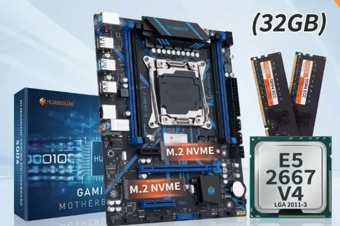 Kit Gamer 32GB DDR4 + Xeon 2667 V4 + Placa QD4 Dual NVMe +