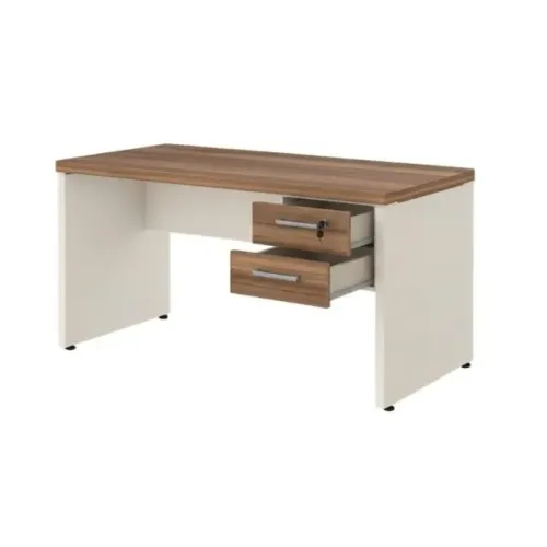 Mesa de Escritório 1,50×0,60m C/ Gaveta Nogal Sevilha/Branco Moderna Prática 34318