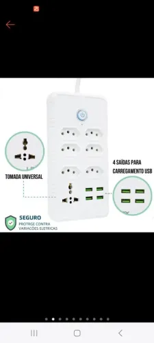 Filtro de linha com 7 tomadas Extensão 