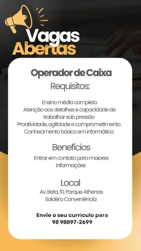 Operador de Caixa Parque Athenas