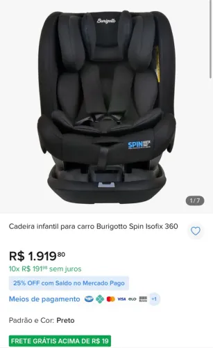 Cadeirinha Burigotto Spin Isofix com rotação 360 graus