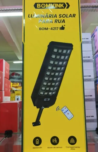 Luminária Solar LED Com Sensor de Movimento Para Rua - BOM-4217