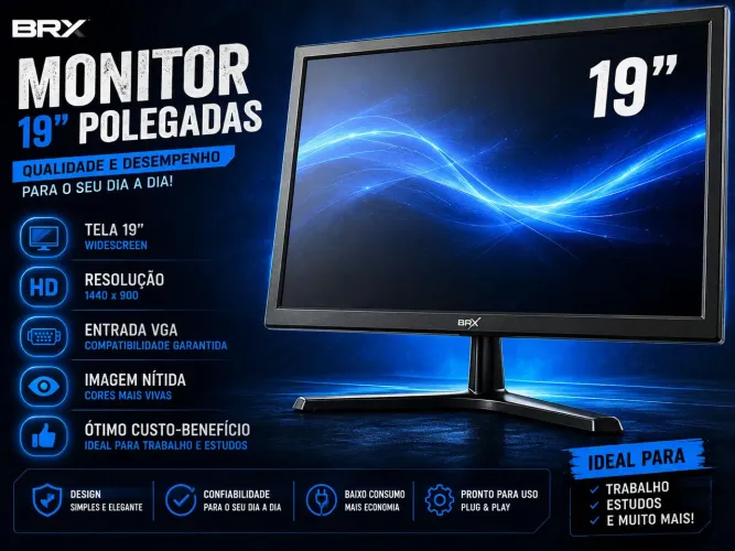 Monitor BRX 19" 60Hz - 1080p - Funcionando