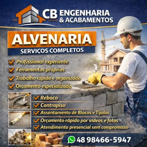 SERVIÇO DE MÃO DE OBRA ESPECIALIZADA PEDREIRO COM FERRAMENTAS 