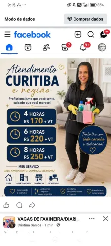 Estou me oferecendo para fazer diária estou 