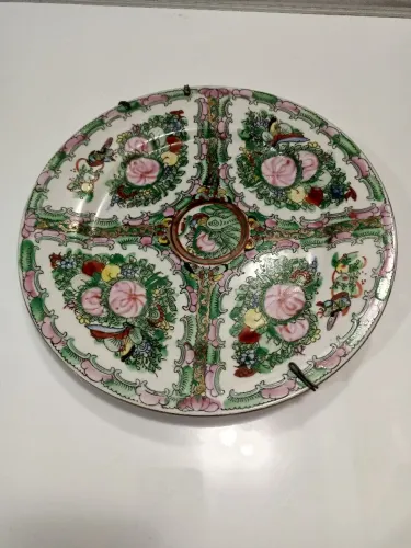 Prato decorativo porcelana chinesa família rosa