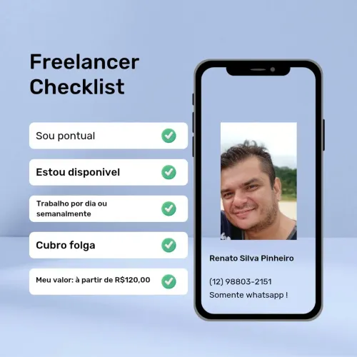 Aceito Free Lancer: diária ou semanalmente 