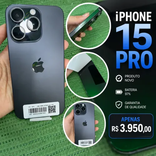 iPhone 15 Pro 128GB Preto Titânio | Novo | Bateria 97%