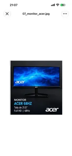 Monitor 65hz ACER 24 Polegadas top