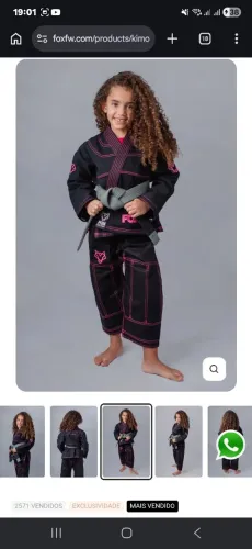 Kimono Feminino Kids Fox? - Preto com Rosa