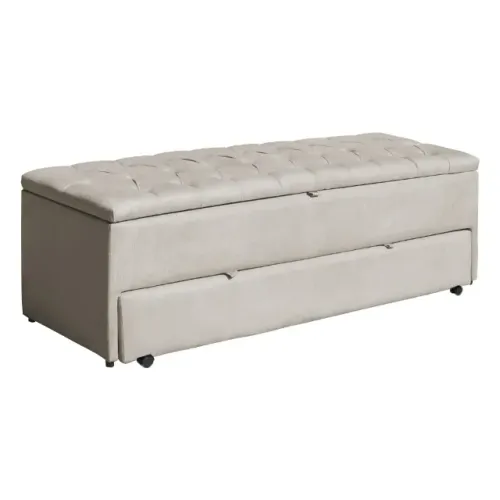 Calçadeira Baú Sapateira Casal 140 cm Ayla Veludo Capitonê