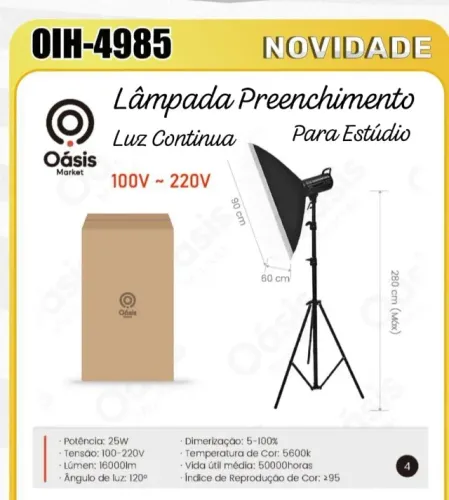 lâmpada preenchimento com luz continua para estúdio de 100v -220v