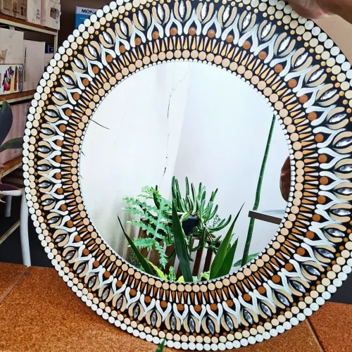 Mandala Artesanal com Espelho 50cm