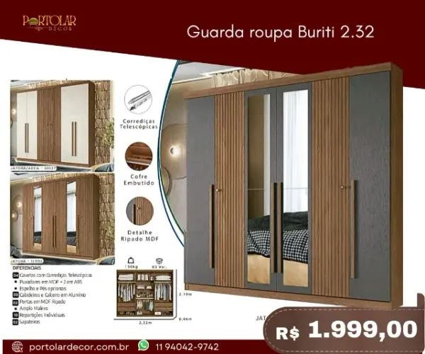 Guarda Roupa Buriti 2.32 a pronta entrega