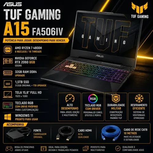 ASUS TUF Gaming A15 FA506IV | Ryzen 7 | RTX 2060 6GB | 32GB RAM | 1,5TB SSD