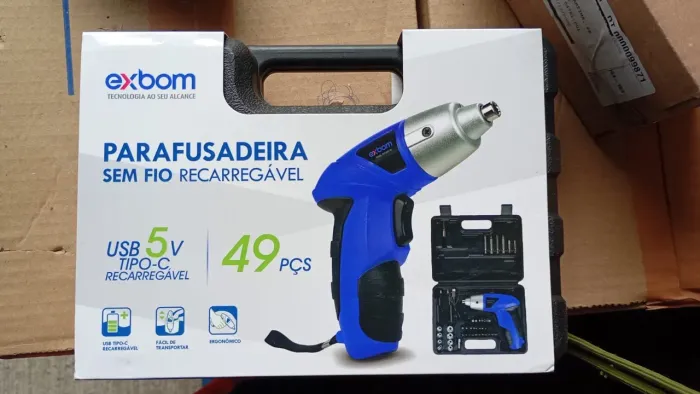 Lote Parafusadeira Exbom 5V Kit 49 Peças - Novas para Revenda