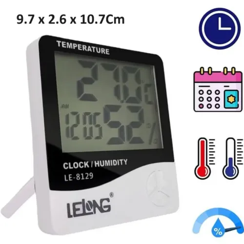 Termo Higrômetro Digital com Relógio - Medidor de Temperatura e Umidade