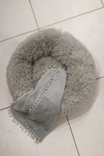 Cama Nuvem Pet Luxo Redonda Pelúcia 100cm Caminha Gg Cães Cor Cinza/grafite